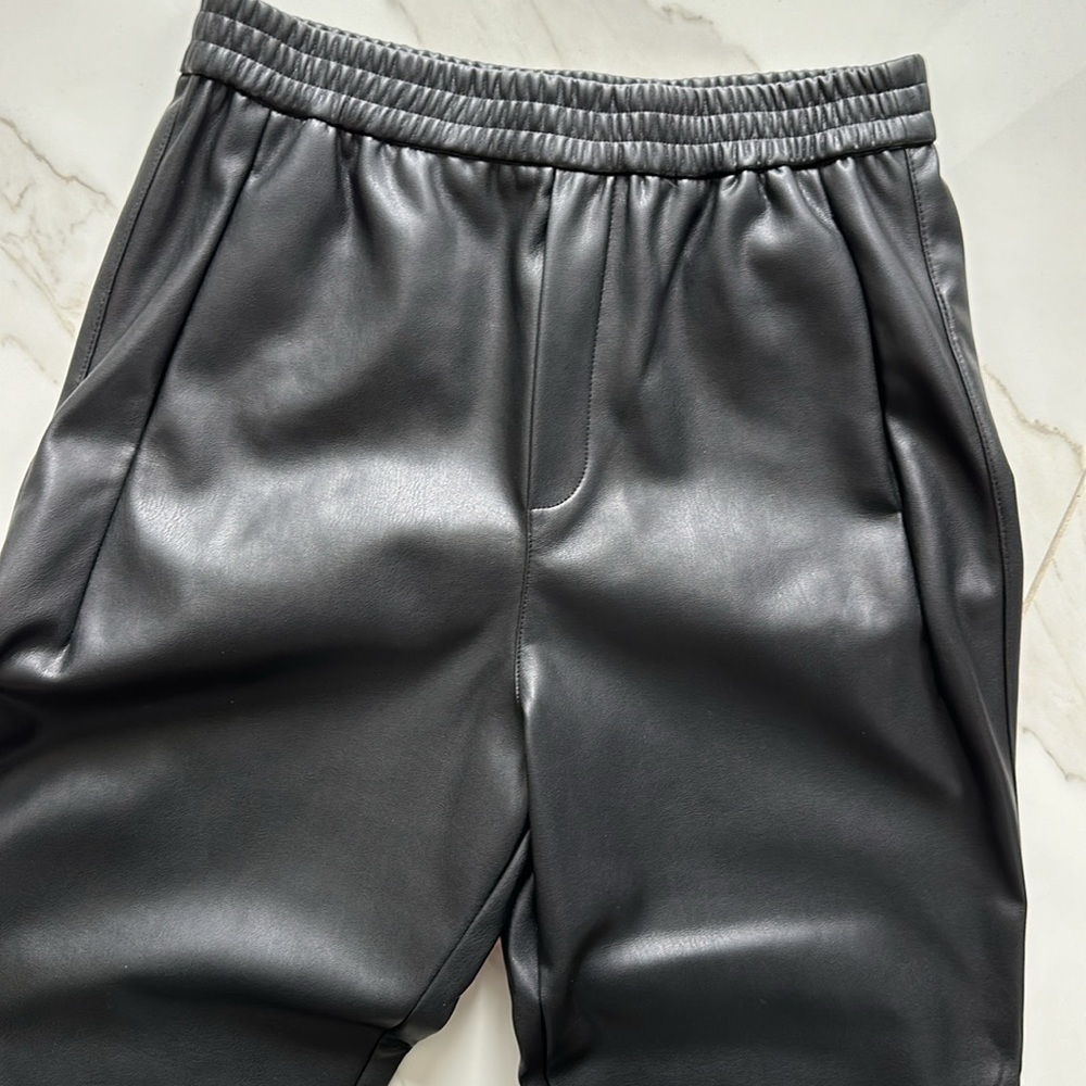 NWOT ZARA faux leather jogger pants black joggers Size small - Picture 10 of 12